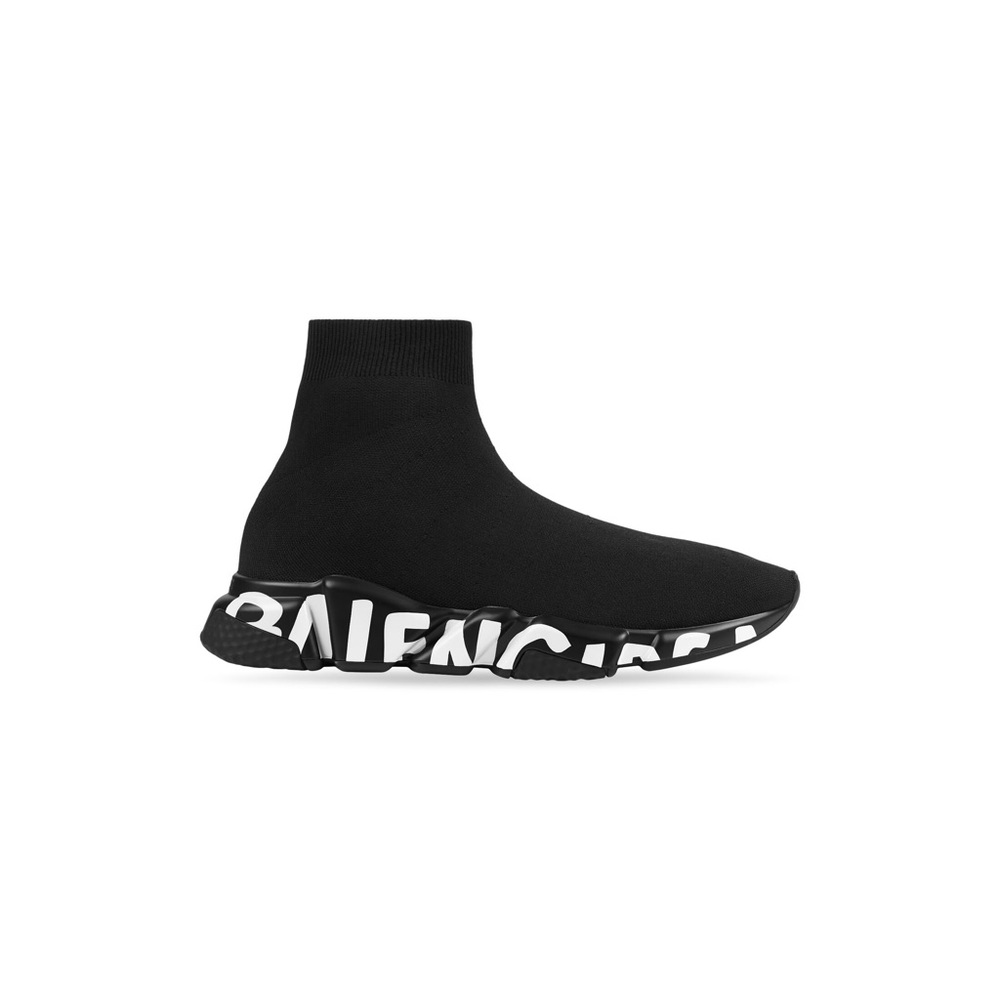 SPEED RECYCLED KNIT GRAFFITI SNEAKER IN BLACK